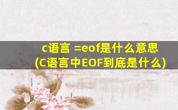 c语言 =eof是什么意思(C语言中EOF到底是什么)